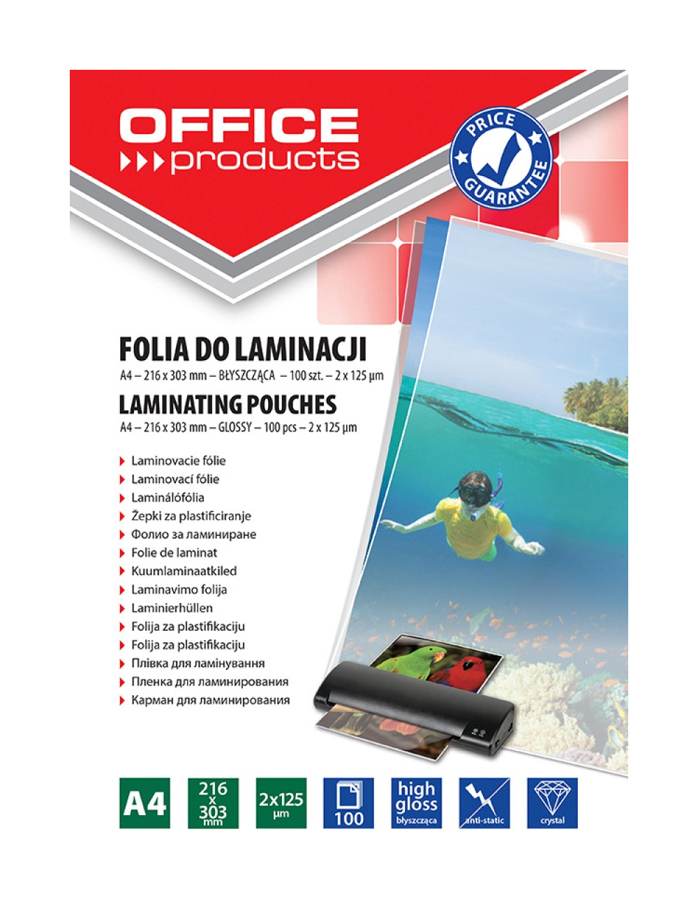 

Folia Do Laminowania A4 2x125 mic.100szt Transpar