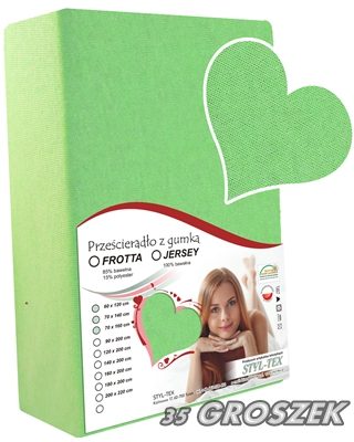 PRZEŚCIERADŁO JERSEY Z GUMKĄ 70x120 JAKOŚĆ Wymiary 70x120cm