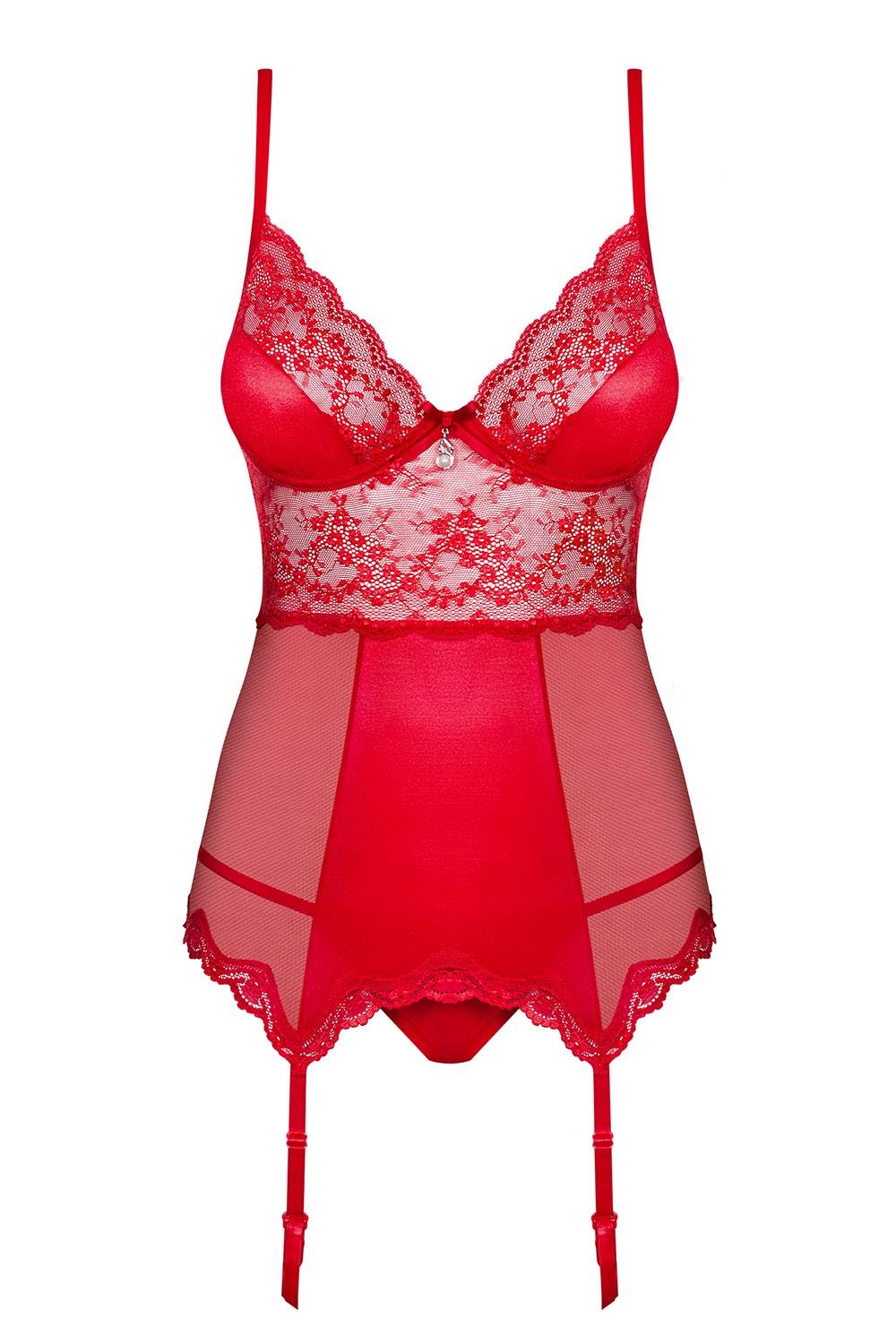 LOVICA CORSET Gorset z koronką + stringi *XXL*red Rozmiar XXL