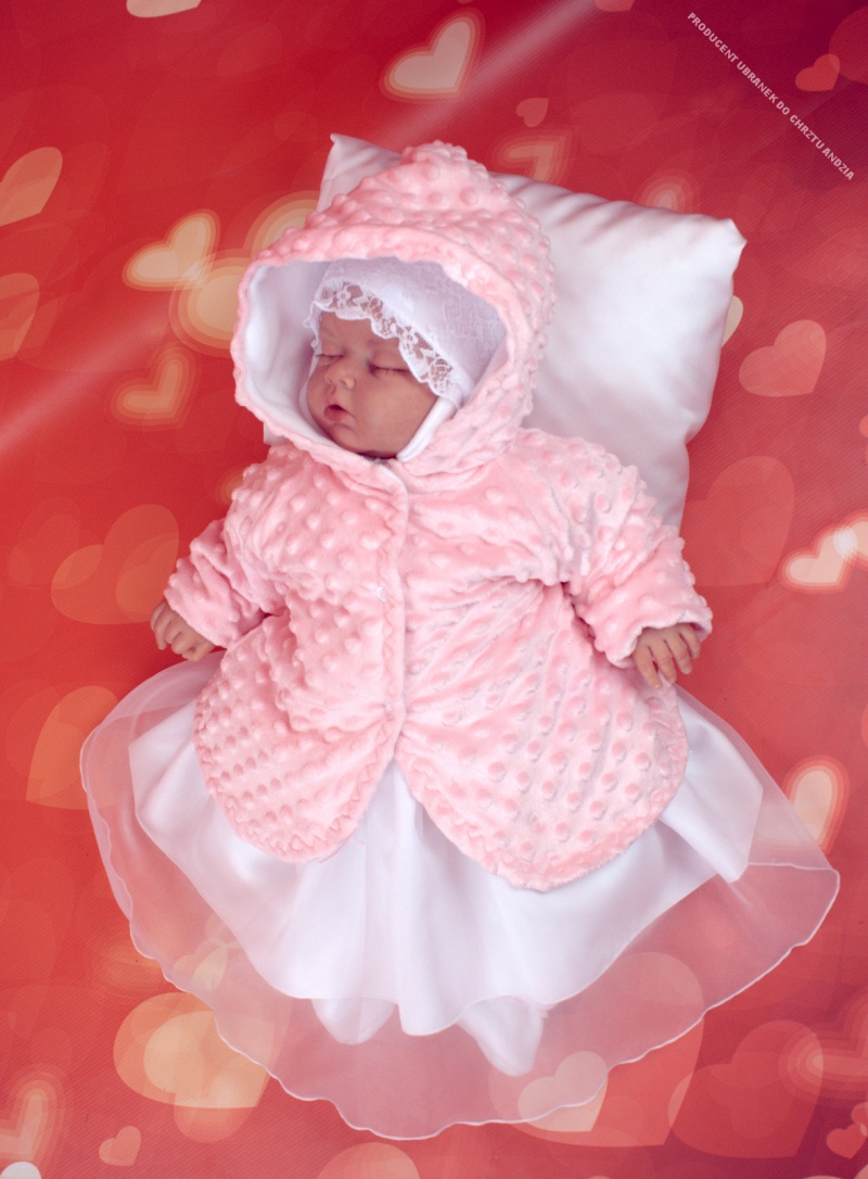 ANDZIA 4 cz Komplet KORONKA do CHRZTU 56-62 ZIMA Kolor biały