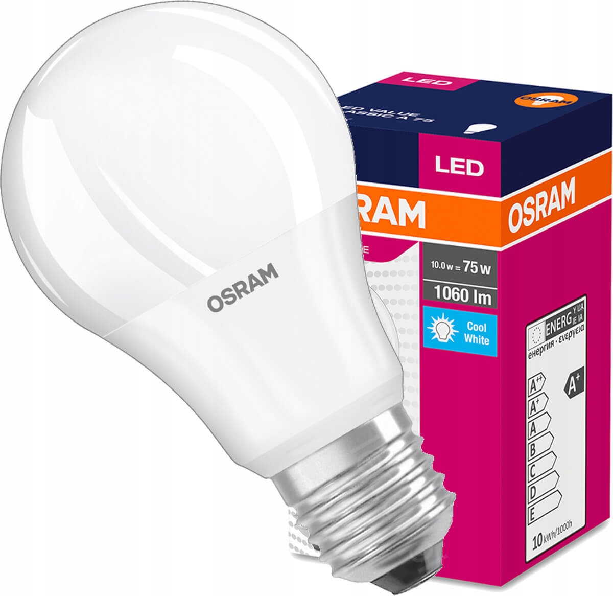 

Żarówka Led A60 E27 10W 75W 1060lm 4000K Osram