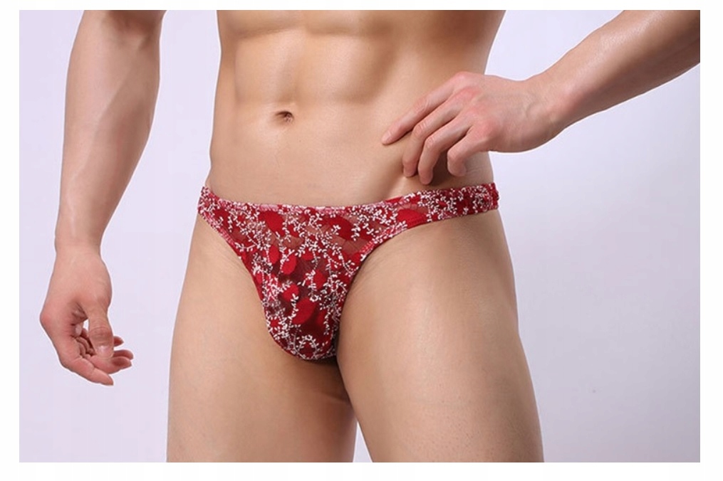 SEXY MĘSKIE CZERWONE PRZEŚWITUJĄCE STRINGI S/M Marka Inna marka
