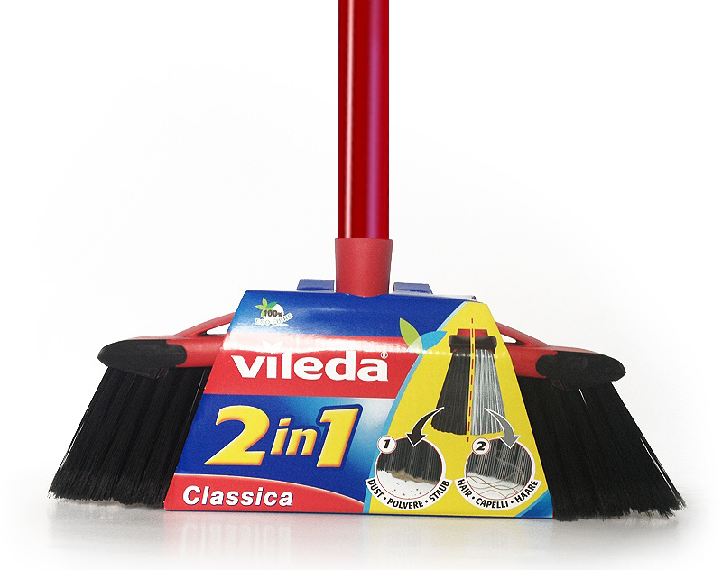 

Vileda Szczotka miotła Uniwersalna 2 w 1 z kijem