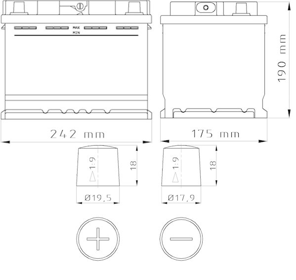 Akumulator ASFIN 12V 55Ah 480A (EN) ON, PB, LPG Numer katalogowy części AS55