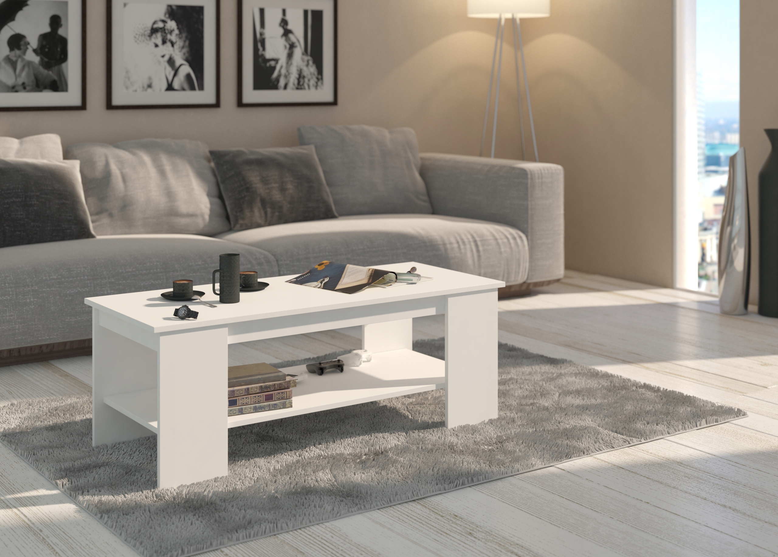 MEBLE STOLIK ŁAWA KAWOWA BIAŁY120CM PRODUKT PL A-4