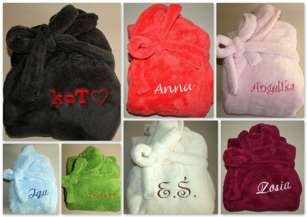 SZLAFROK Damski Męski z HAFTEM imienia r. S M L XL Model TRETTON