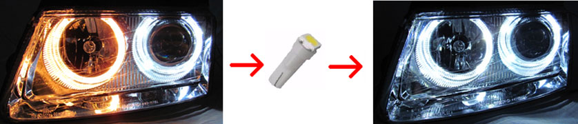 BMW 3 E90 E91 05-08 LAMPY reflektory LED ringi H7 Informacje dodatkowe żarówki w zestawie