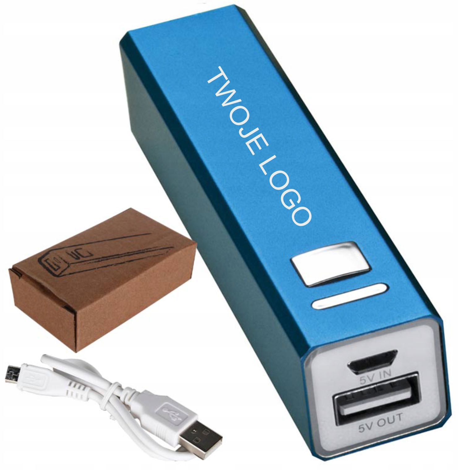 Power Bank 2200 mAh z logo 50 szt. Rodzaj metalowy