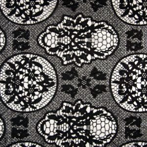 Gipiura Krajka Černé Květy Q11029 Přecenění