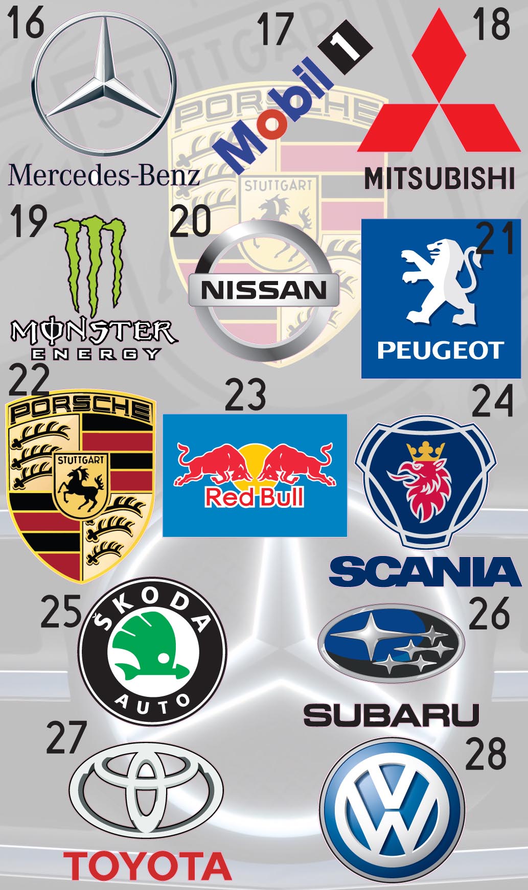 BMW AUDI MERCEDES samochód NAKLEJKA ŚCIENNA 60cm Motyw Sport Inny