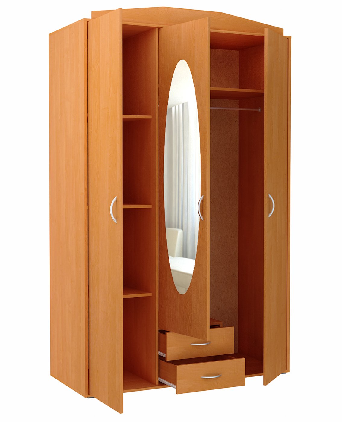 Шкаф шкаф 3D2S Ольха три двери с зеркалом коллекция Юлия