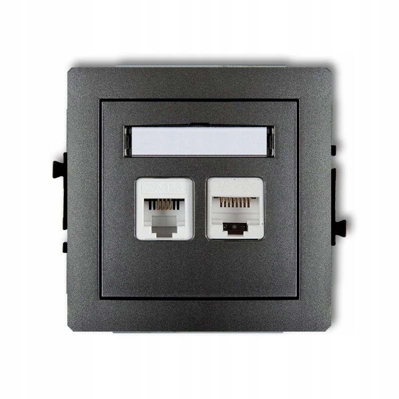 Zásuvka RJ11+RJ45 grafit 11DGTK Deco Karlik