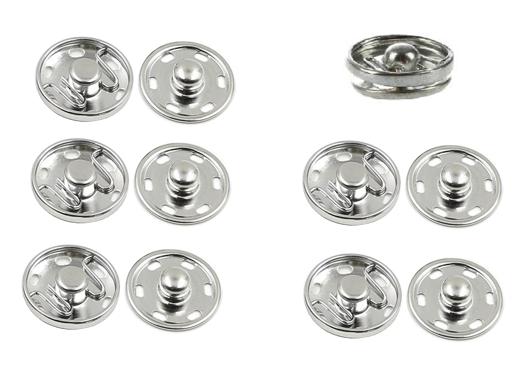Zatrzaski do Przyszycia 14mm Zatrzask Napy Srebrne