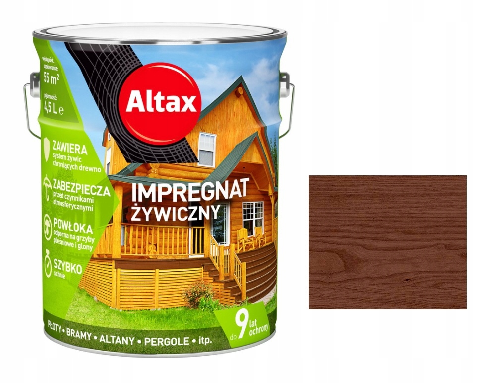 

Altax Impregnat Żywiczny Do Drewna 4,5L Brąz