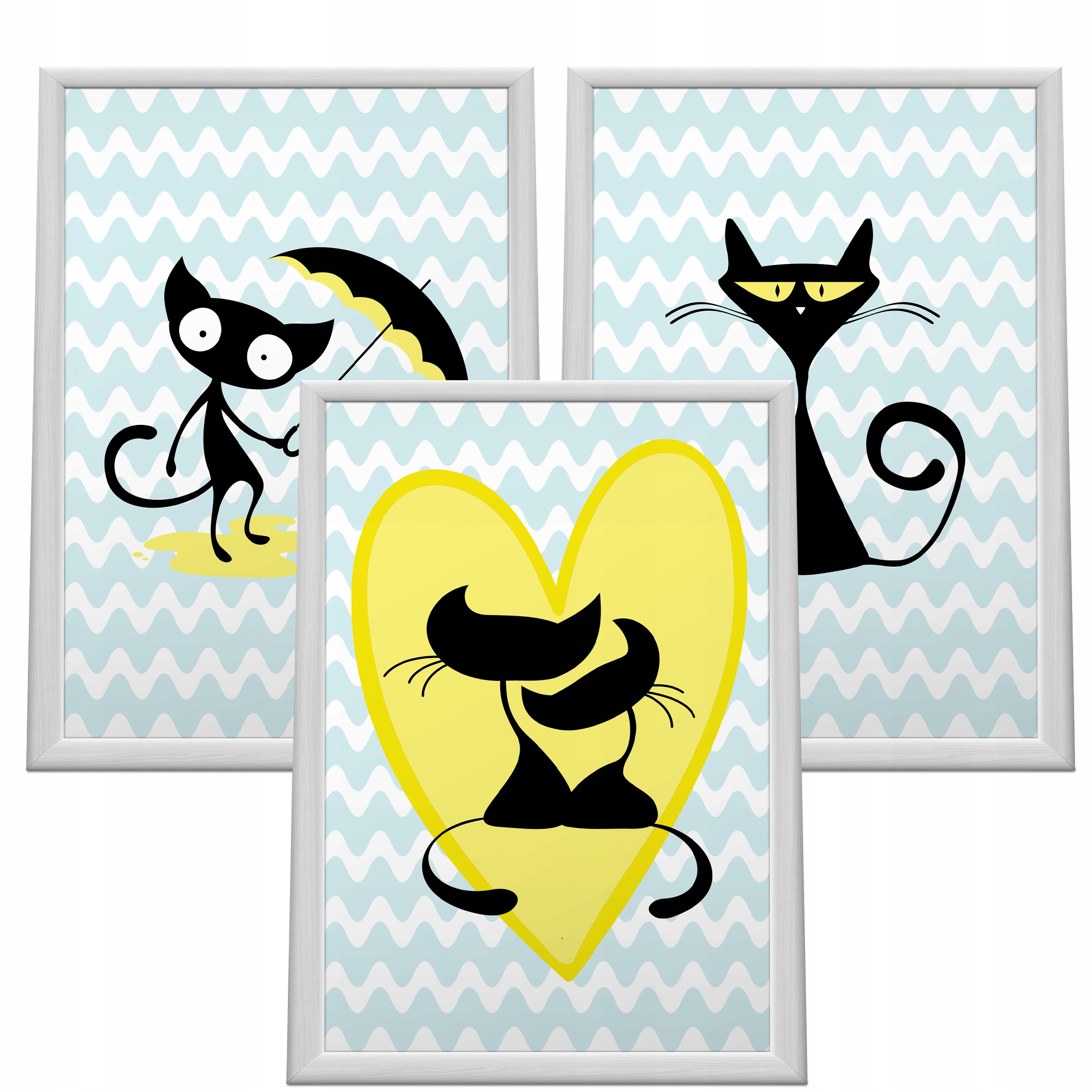 Набор из 3 Изображений КОШЕК A4 Плакаты Подарок Картины Кошка