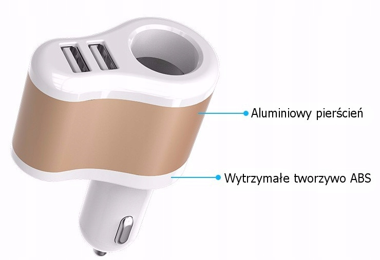SAMOCHODOWA ŁADOWARKA USB ADAPTER 2 PORTY USB 3w1 Producent inny
