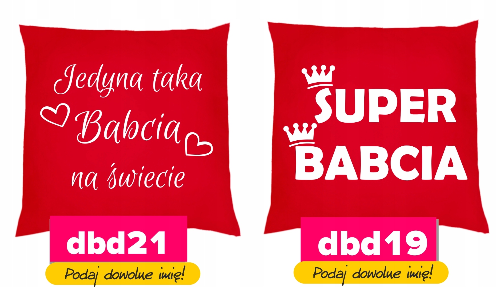 CZERWONA PODUSZKA DZIEŃ BABCI DZIADKA PREZENT Kolor biały