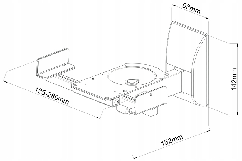 Uchwyt ścienny zaciskowy do głośników 25kg 2szt Model SHO