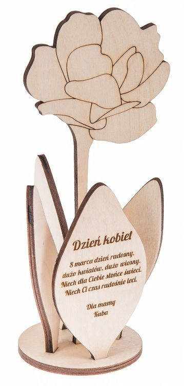

Kwiatek na podstawce Dzień Kobiet prezent Grawer !