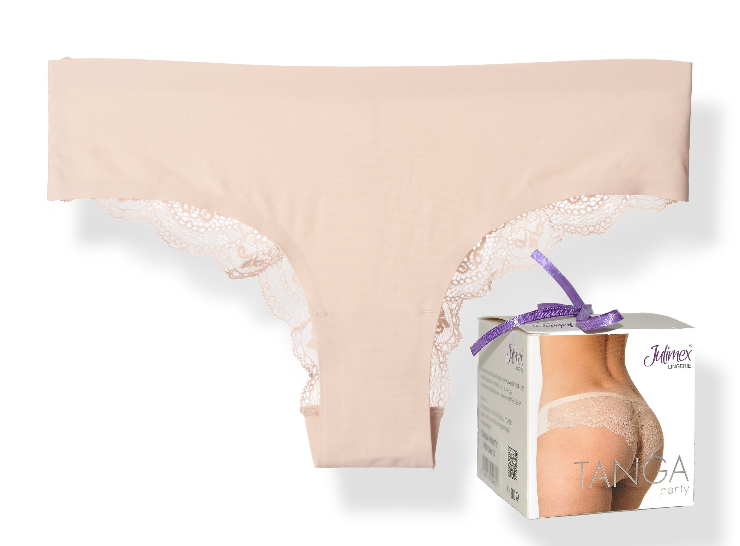

Julimex Tanga koronka bezszwowe beż rozmiar L