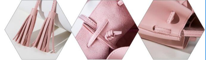 MAŁA GŁADKA TOREBKA WOREK Z FRĘDZLAMI PASTELE Styl miejski