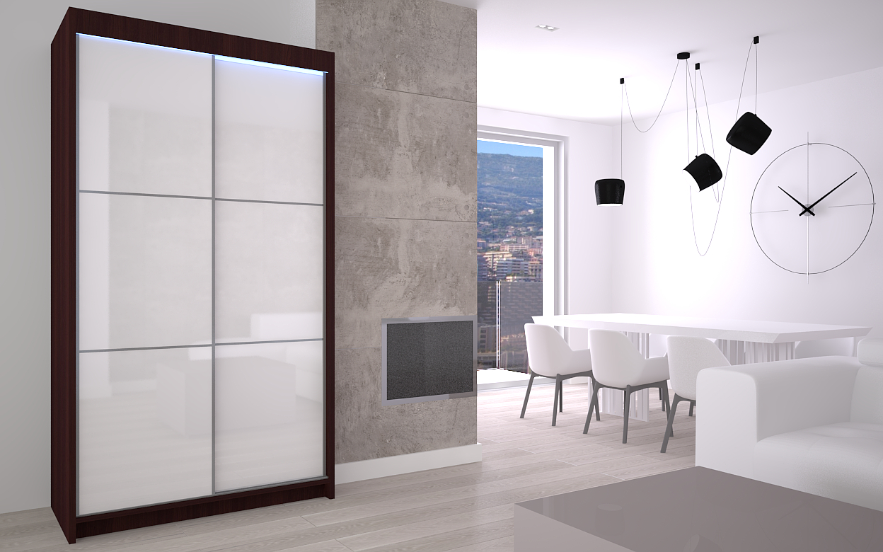 SZAFA PRZESUWNA czarna biała lacobel 120 LED V120 Informacje dodatkowe szafa z oświetleniem