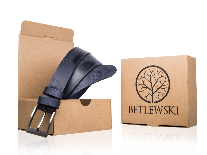 PASEK SKÓRZANY BETLEWSKI męski GRANATOWY 105 CM Płeć mężczyzna