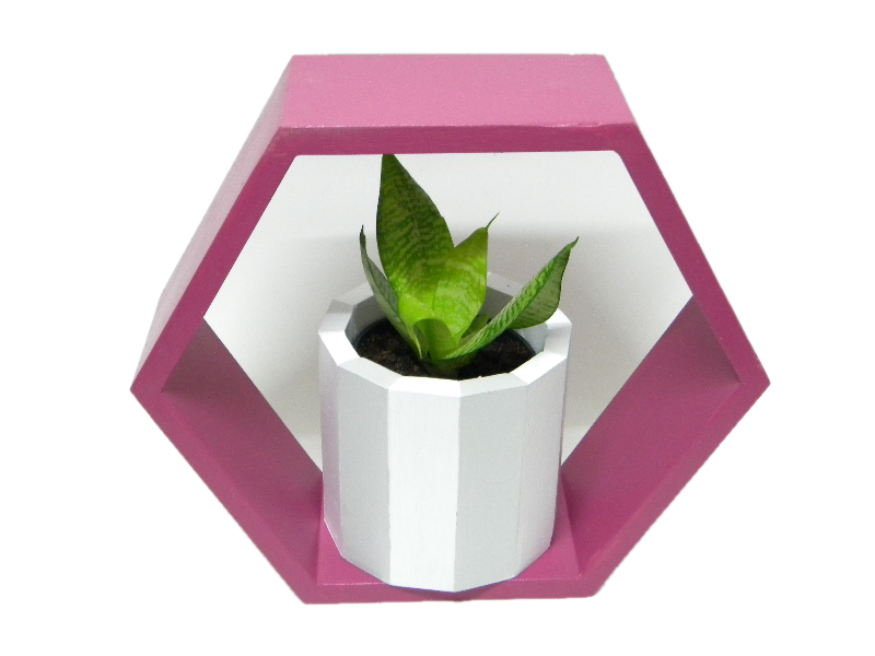 DREWNIANA PÓŁKA PLASTER MIODU HEXAGON RÓŻOWA Materiał Sklejka