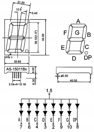 ART Nowe LED 1 CYFRA 1,5"=38mm Pure-GREEN WA Producent Ledis