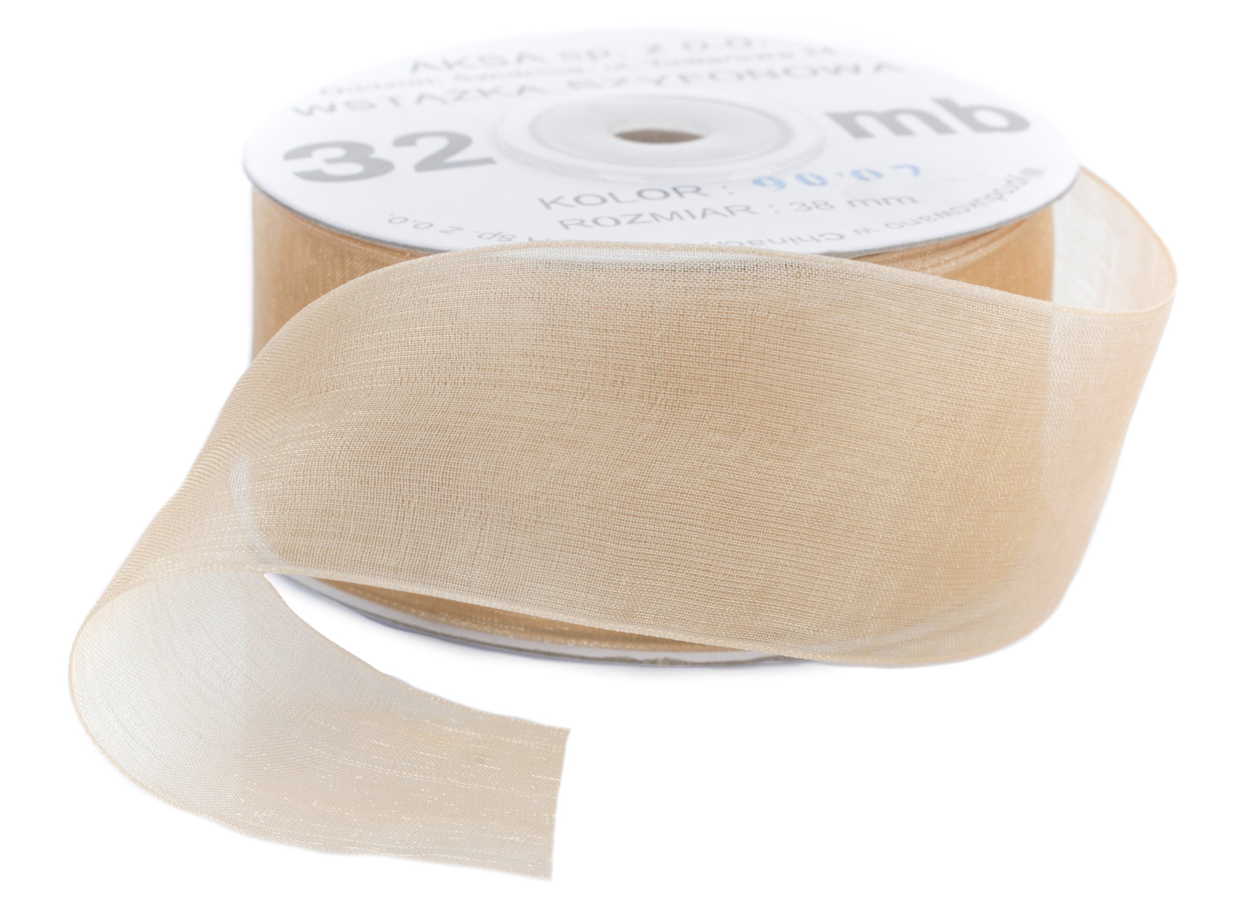 

Tasiemka Szyfonowa Beżowa Wstążka 25mm Organza 007