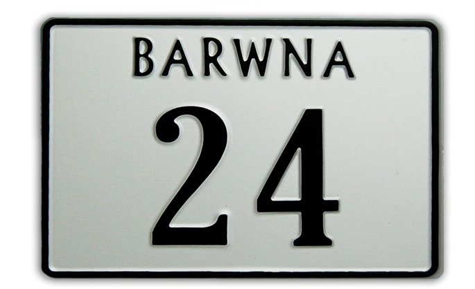 TABLICA POSESJA TŁOCZONA Z NUMEREM DOMU 24x18 ALU Szerokość produktu 24 cm