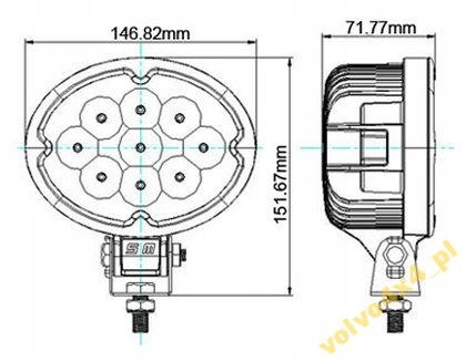 HALOGEN ROBOCZY OWALNY nXn LED PRO CREE 27W 4x4 Machine brand Bizon Case IH Klaas Deutz Fahr Fendt Ford JCB John Deere Lamborghini Landini Massey Ferguson MTZ New Holland Renault Same Ursus Zetor Other