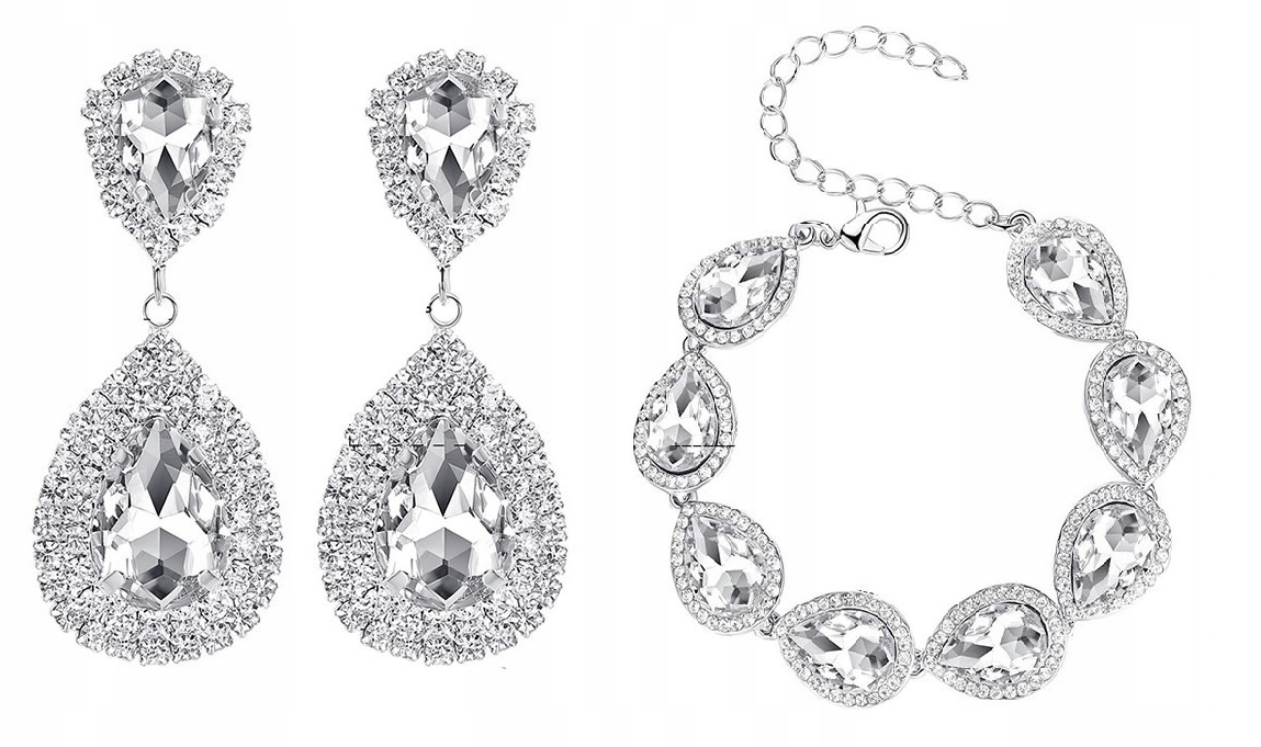 KOLCZYKI SREBRNE Z CYRKONIAMI, EFEKTOWNE, PIĘKNE Cechy nie zawiera niklu występuje w komplecie