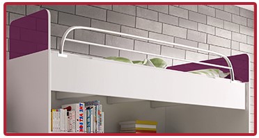 Łóżko piętrowe RAJ 2 BETA - długa barierka, fioletowy połysk Marka Just Meble