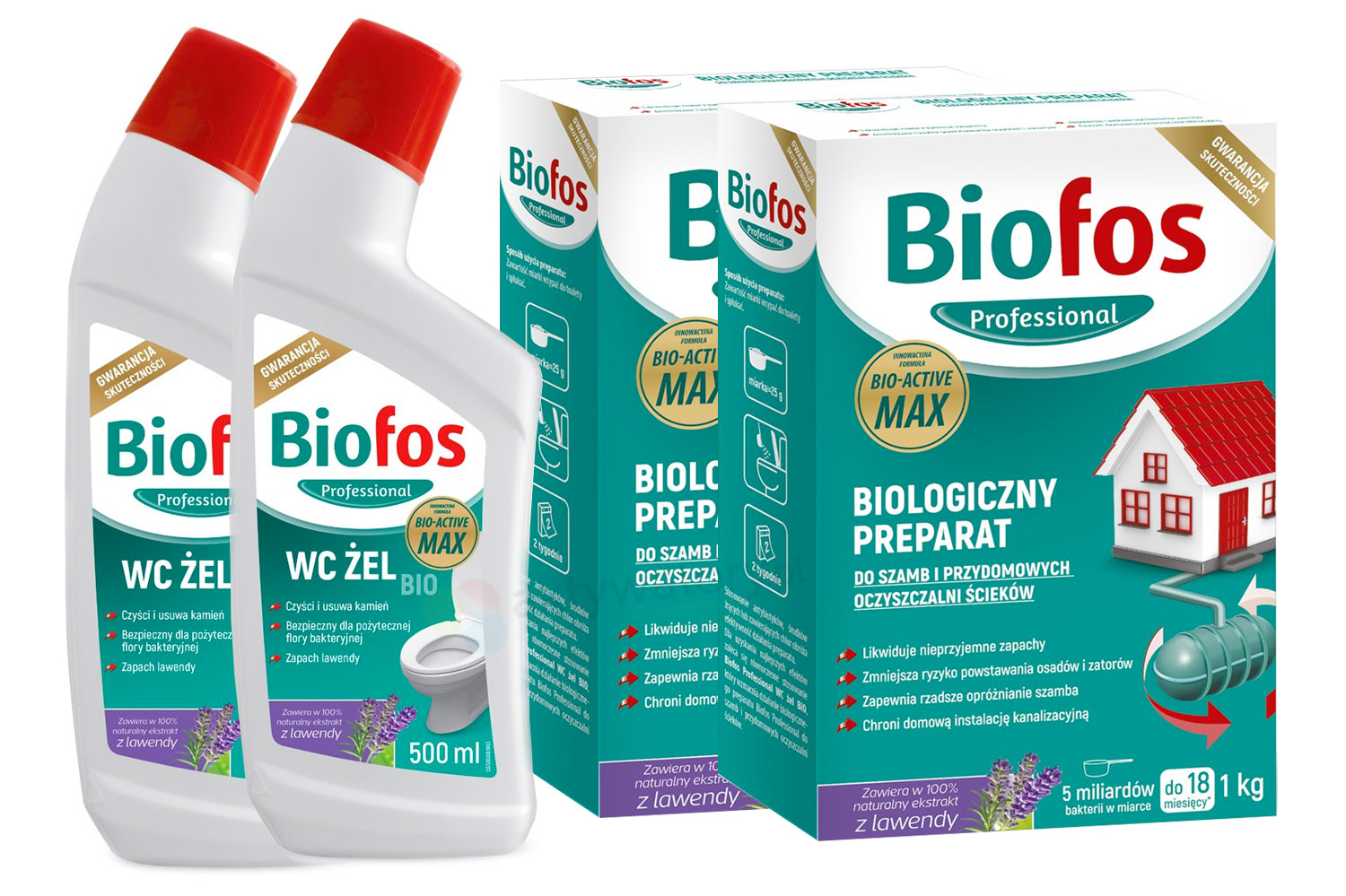Biofos baktérie pre septické nádrže 2 kg + 2x toaletný gél Eco 500