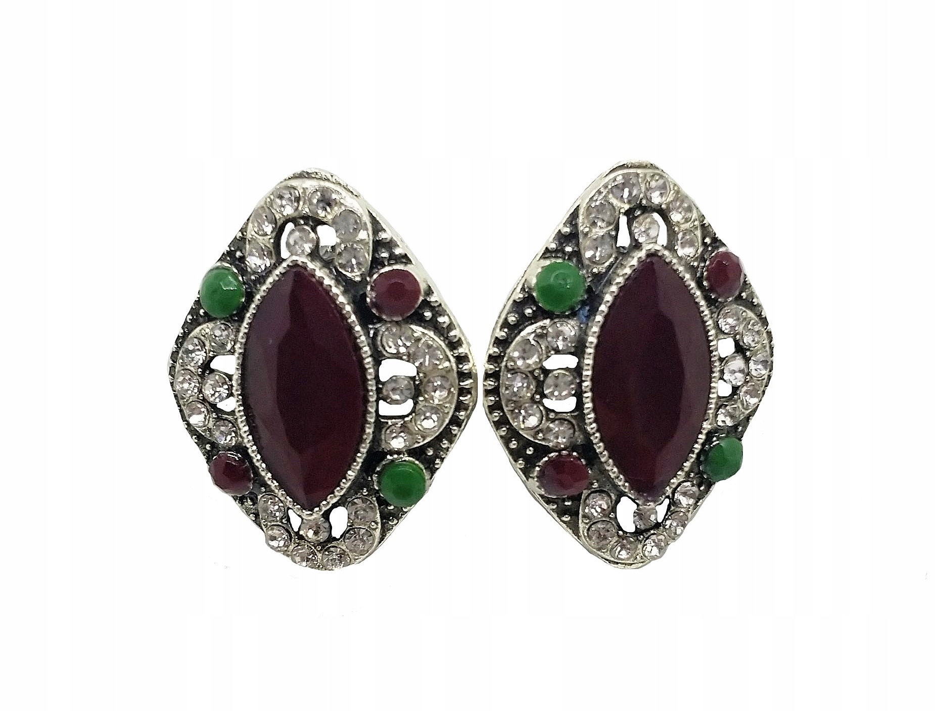 Klip antique silver maroon kameň Ročníka. c23