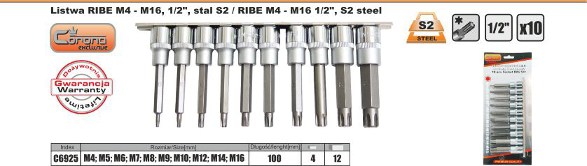 Klucze trzpieniowe 1 2 RIBE 10szt M4 M16 C6925 Producent code C6925