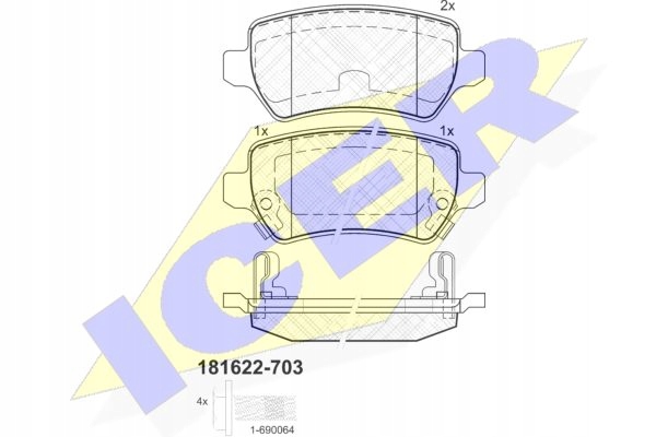 Колодки тормозное ICER KIA SOUL Tył Номер каталоге запчасти 181622 - 703 foto 1