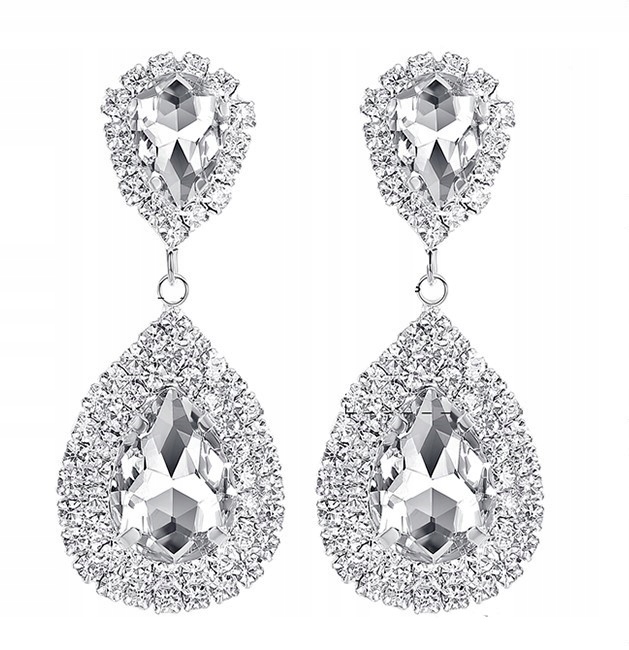 KOLCZYKI SREBRNE Z CYRKONIAMI, EFEKTOWNE, PIĘKNE