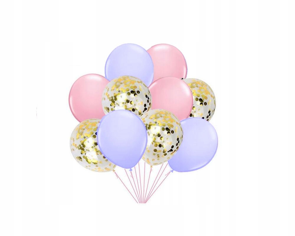 

Balon Róż fiolet Konfetti Złote 10 Szt 30 CM
