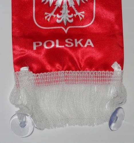 SZALIK FLAGA+PRZYSSAWKI DO SZYBY DLA KIBICA POLSKI Wysokość 13.5 cm