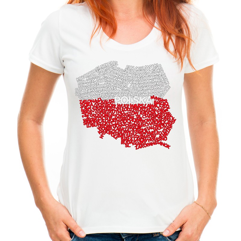 

Koszulka z mapą Polski Polska t-shirt bluzka Hq -s