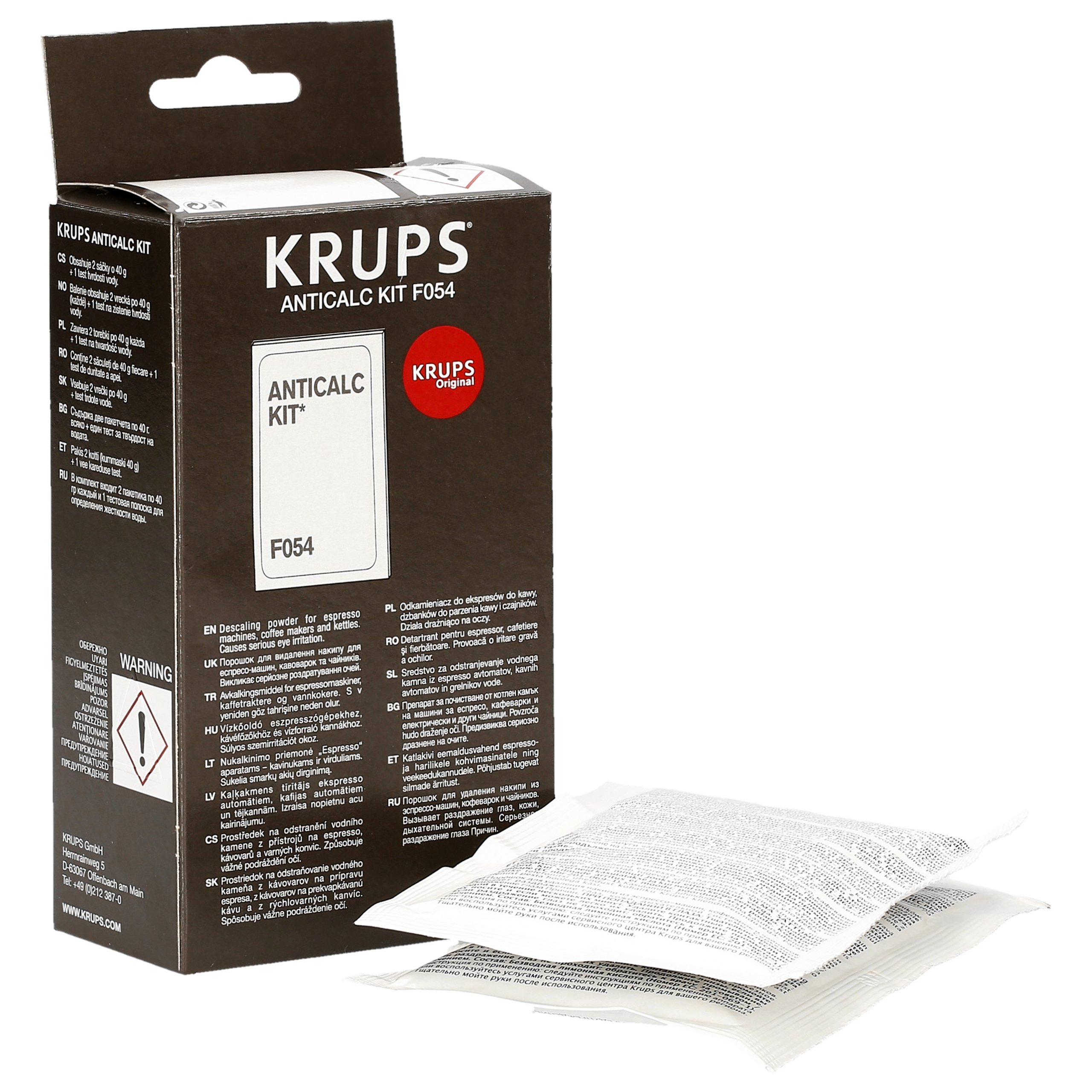 Таблетки для кофемашины krups. Средство от накипи для кофемашины Krups f054. Порошок от накипи Krups f054. Порошок от накипи для кофемашины Krups. Krups Anticalc Kit f054.