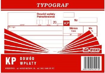 

Dowód wpłaty Kp A6 Typograf 01047
