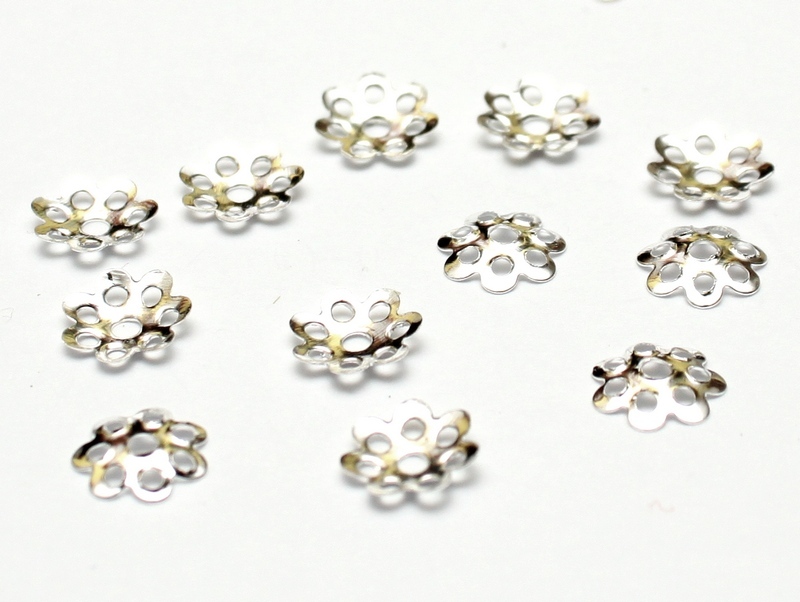 Nakładki czapeczki przekładki 6mm 200szt srebrne