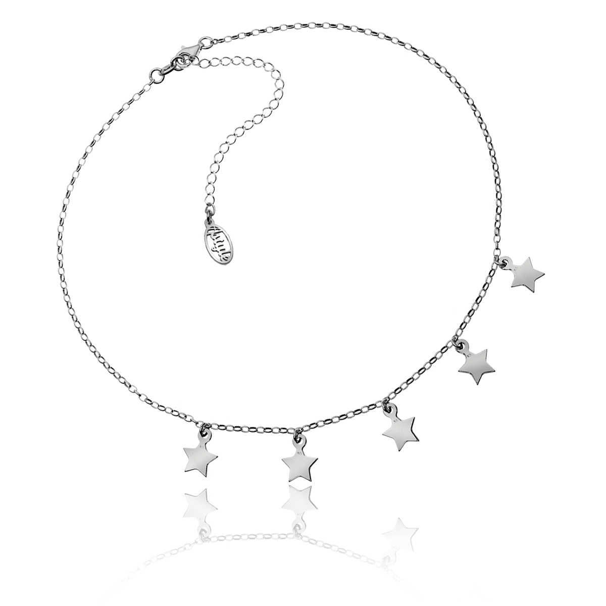 Choker s hvězdičkami, stříbrný, rhodiovaný