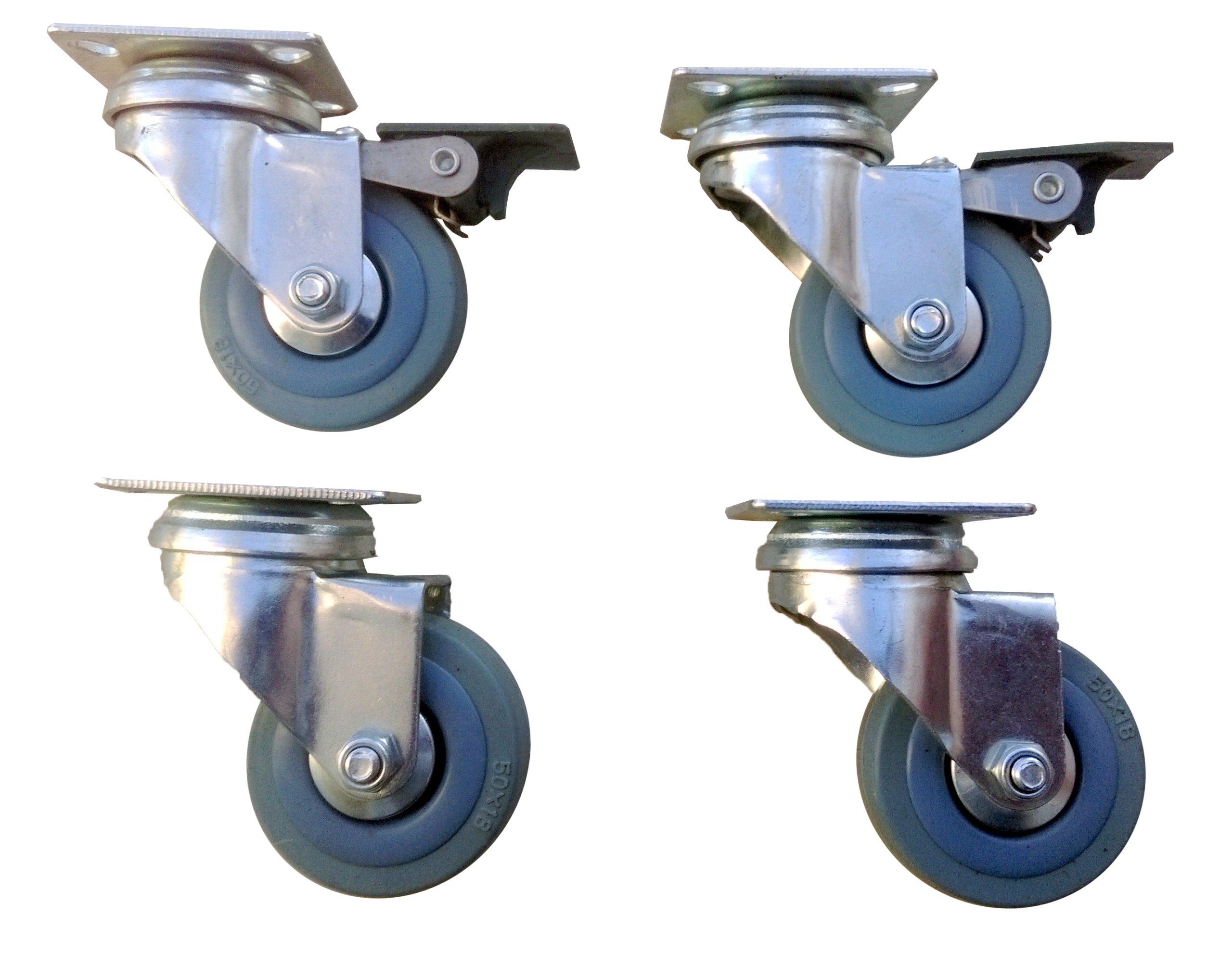 

Zestaw kół 50 mm 4 szt szare 160 Kg hamulec kółka