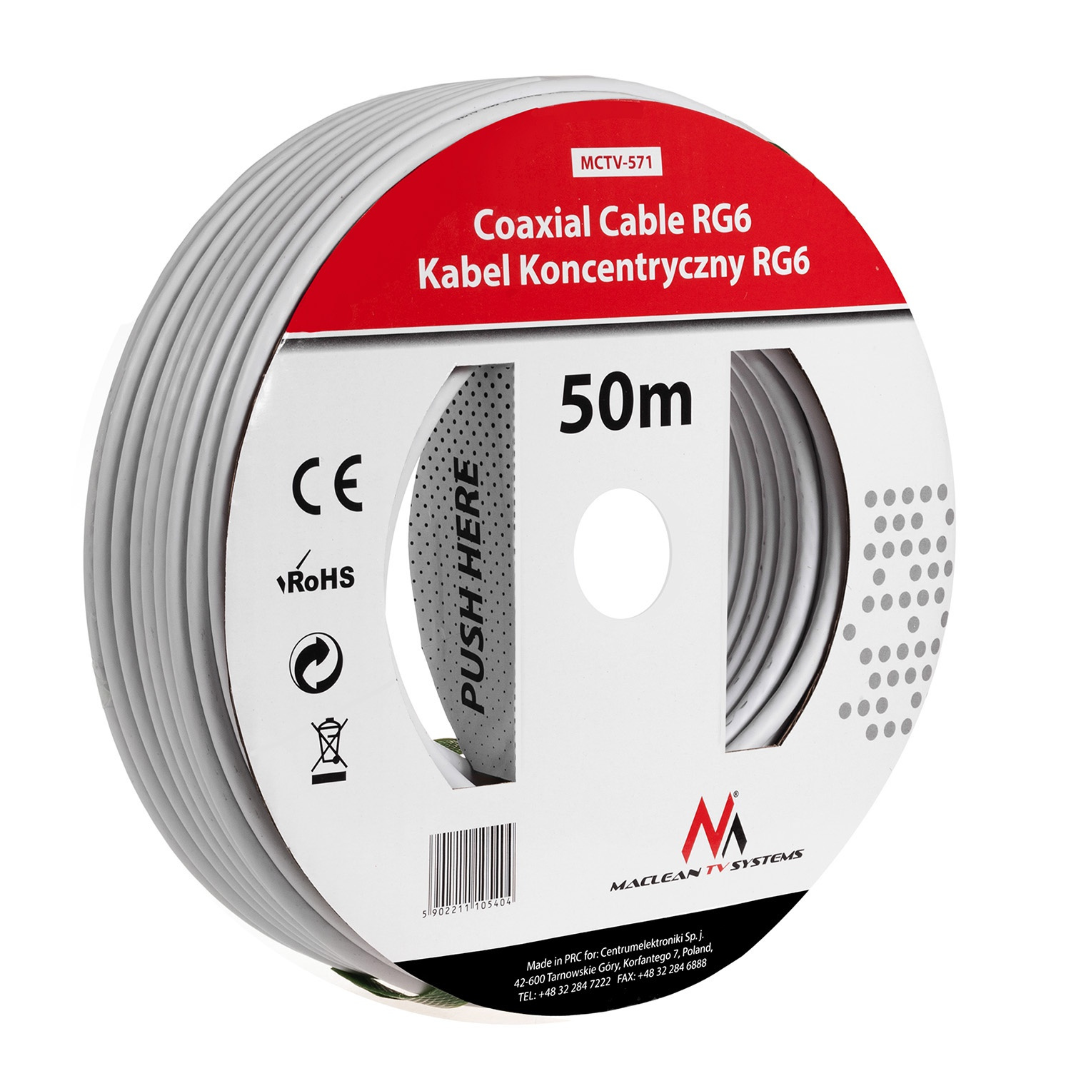

Kabel Przewód Satelitarny Antenowy Dvb-t RG6U 50M