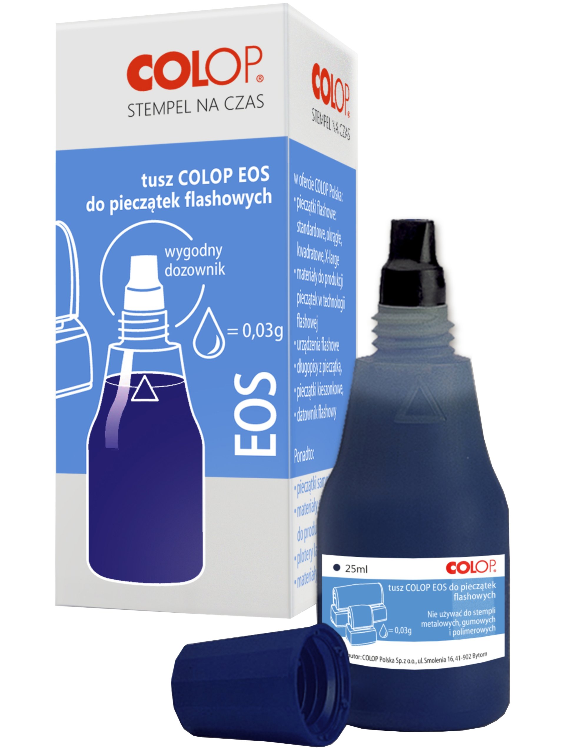 Tusz do pieczątek typu flash Colop 25ml niebieski