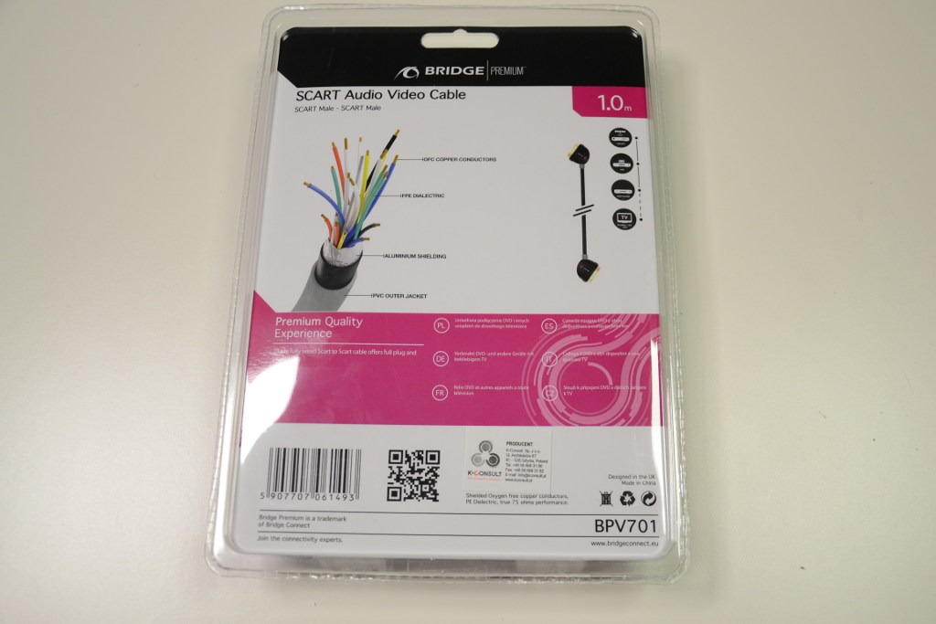 PRZEWÓD SCART EURO EKRANOWANY PREMIUM 1,0m 10 szt. Długość kabla 1 m